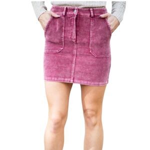 American Eagle Corduroy Mini Skirt Short Pink Stretch Pockets Cargo Burnout‎ 0
